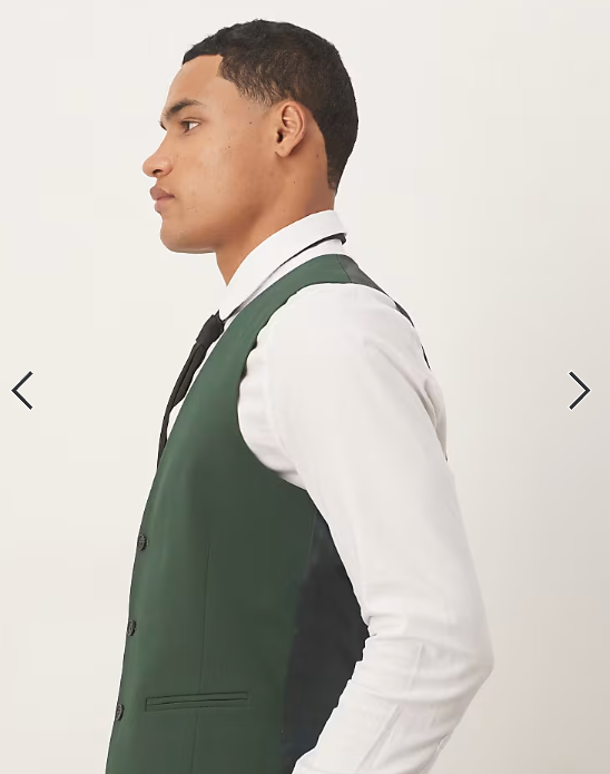 ASOS DESIGN skinny suit waistcoat in dark green