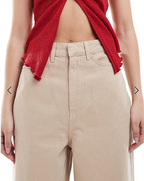 ASOS DESIGN tailored barrel leg jeans in neutral