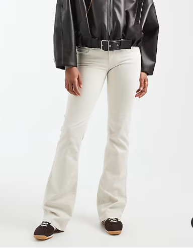ONLY Tall Lola super low waist flared jeans in ecru