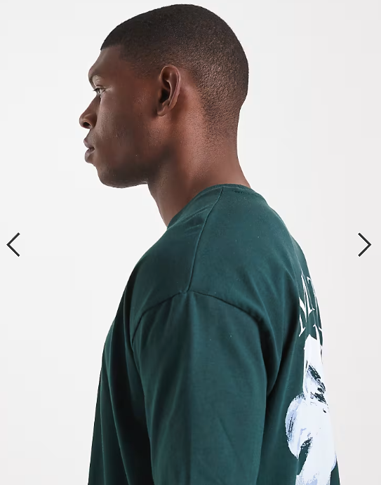 ASOS DESIGN boxy t-shirt with floral print in dark green