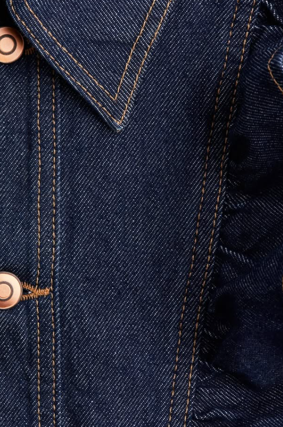 H&M-RUFFLE-TRIMMED DENIM JACKET