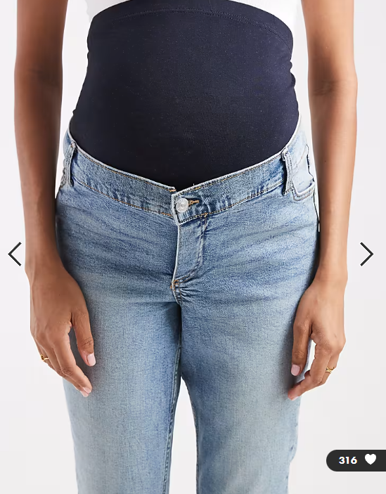 ASOS DESIGN Maternity slim fit mom jeans in mid blue