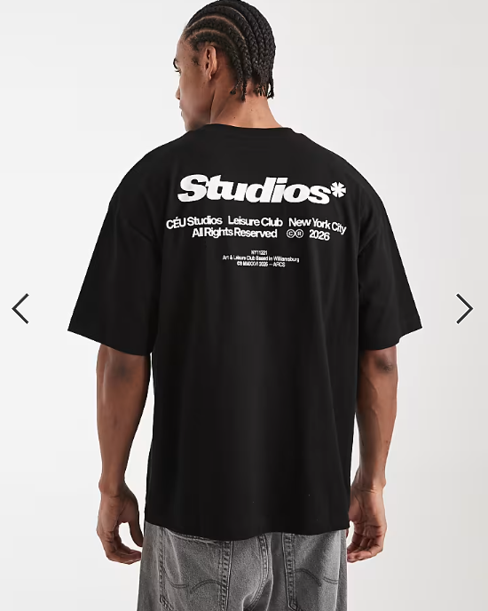 ASOS DESIGN oversized t-shirt with text back print in black .