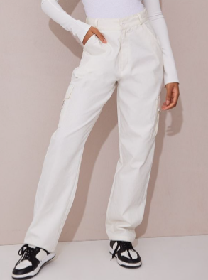 Tall Cream Tailored Wide Leg Cargo Pants