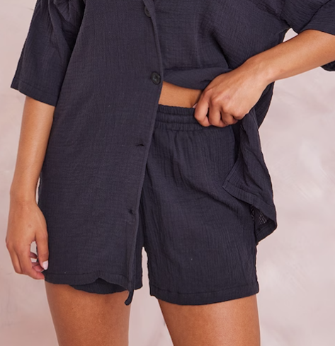 Black Woven Floaty Short