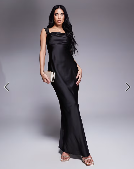 Princess Polly satin structured bardot maxi dress in black