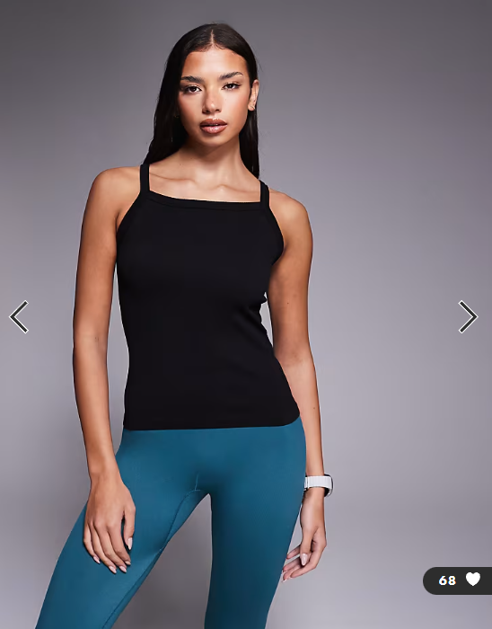 4505 seamless rib high neck 90s active singlet in black
