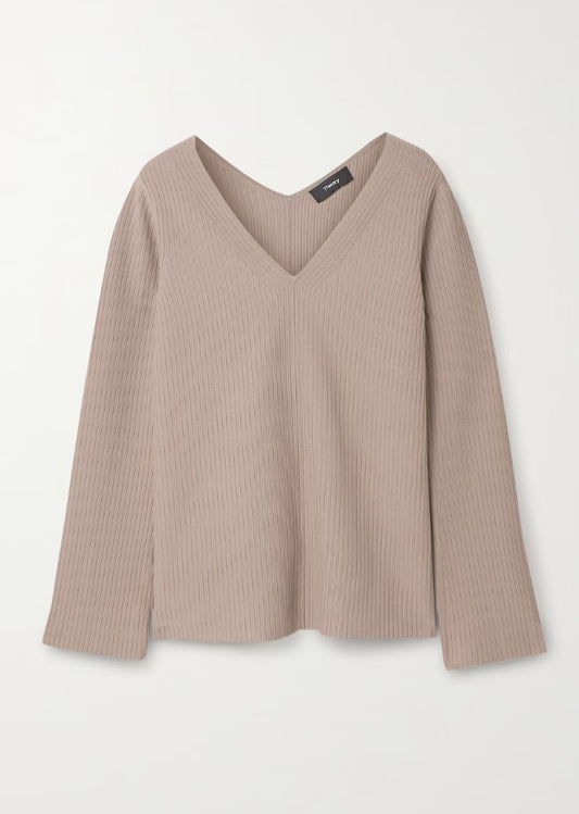 THEORY - Ribbed-knit sweater- taupe