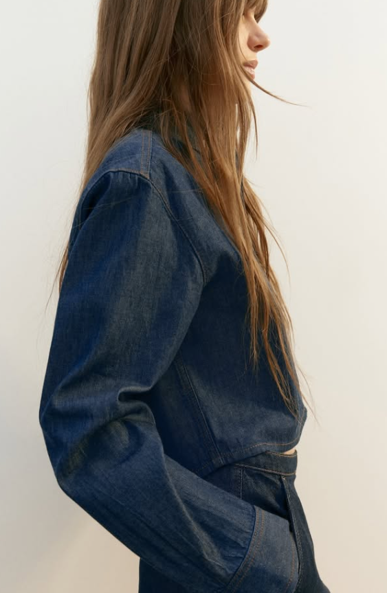 H&M -DENIM SHIRT - Dark Denim Blue