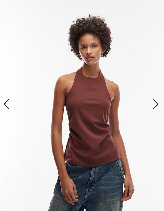 ASOS DESIGN co-ord clean halter top in brown