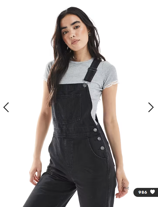ASOS DESIGN denim dungaree in washed black