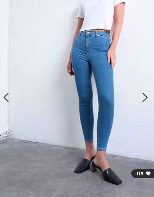 Topshop Hourglass Joni high rise super skinny jean in mid blue