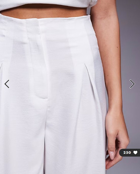 ASOS LUXE co-ord pleated summer trouser in white