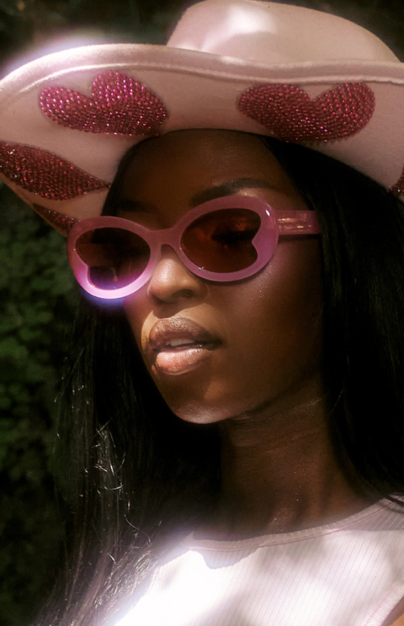 Pink Love Heart Lens Retro Sunglasses