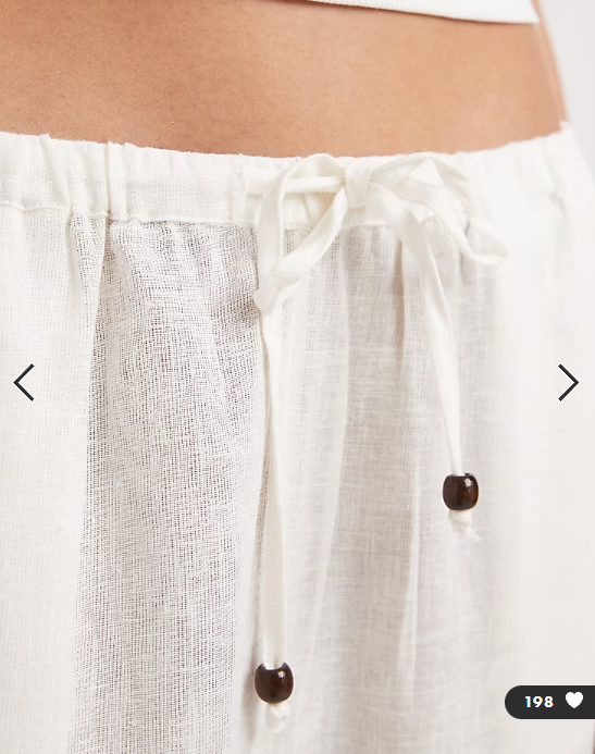 ONLY Tall linen blend wide leg trouser in white