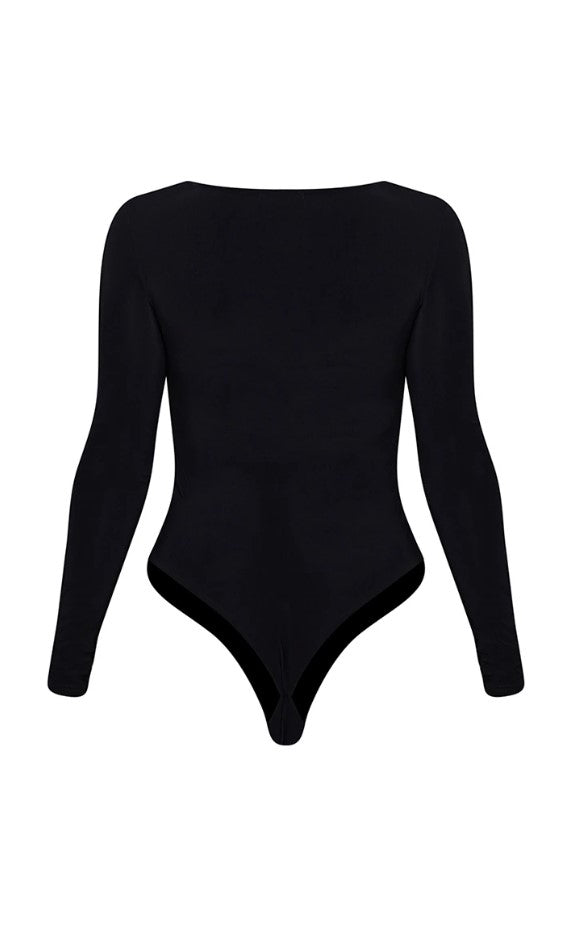 Black Basic Slinky Long Sleeve Bodysuit