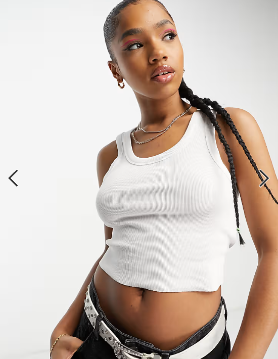 COLLUSION rib vest top in white