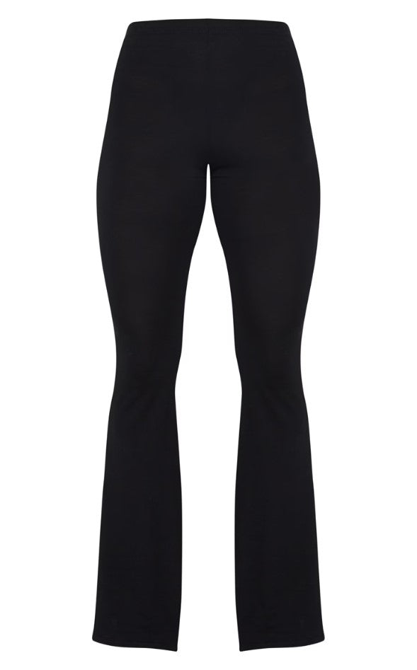 Basic Black Jersey Flared Trousers