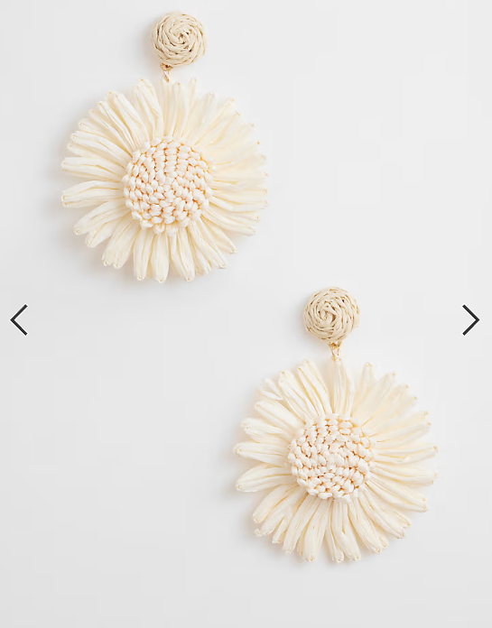 South Beach textured flower drop earrings in cream