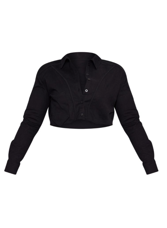 Plus Black Cropped Shirt