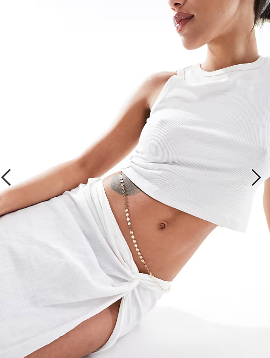 South Beach mini disc belly chain in gold