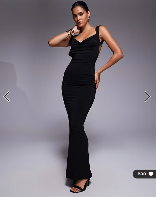 Tiger Mist Morana cowl neck open scoop back maxi dress in black