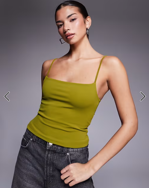 ASOS DESIGN Sculpting cropped cami top in green