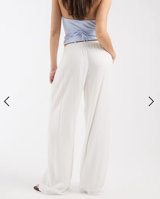 Hollister pull on straight leg trousers in white