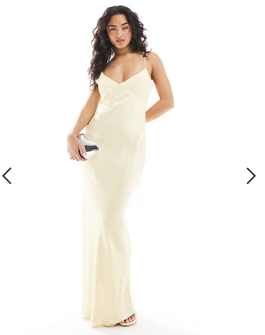 ASOS DESIGN satin tie back maxi dress in buttermilk