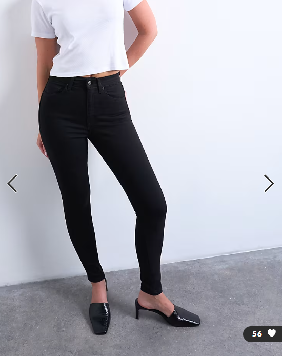 Topshop Hourglass Jamie high rise skinny jean in black