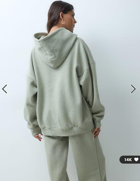 Kaiia cotton rich oversized borg logo hoodie co-ord in sage green