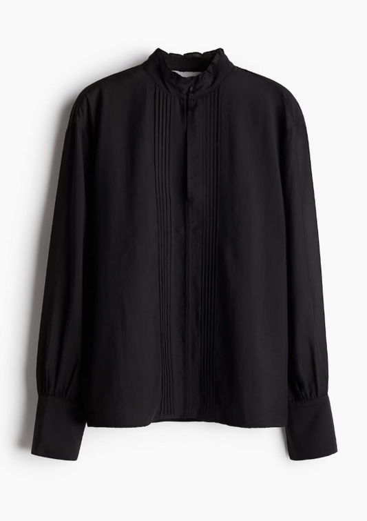 H&M - BLACK SHEER PINTUCK BLOUSE