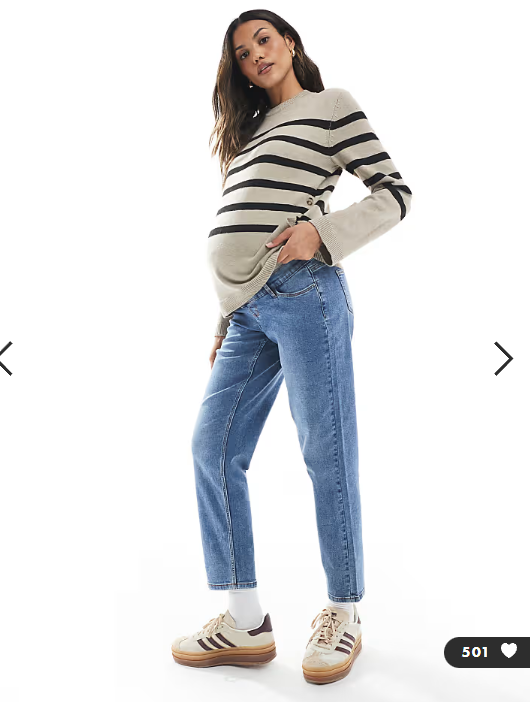 Mamalicious Maternity straight leg jeans with soft over the bump band in medium blue wash