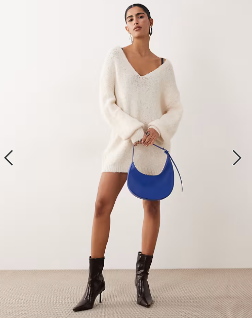 Vila oversized knitted jumper dress in birch cream