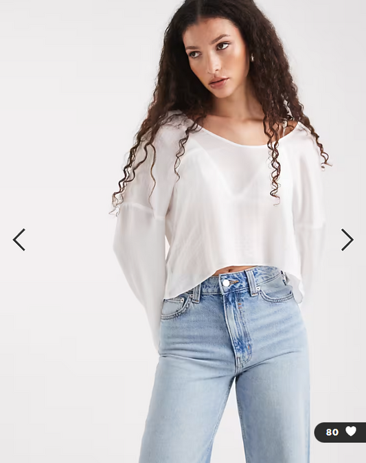 ASOS DESIGN long sleeve scoop detail blouse