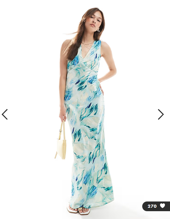 Vero Moda v-neck open back maxi dress in abstract blue print