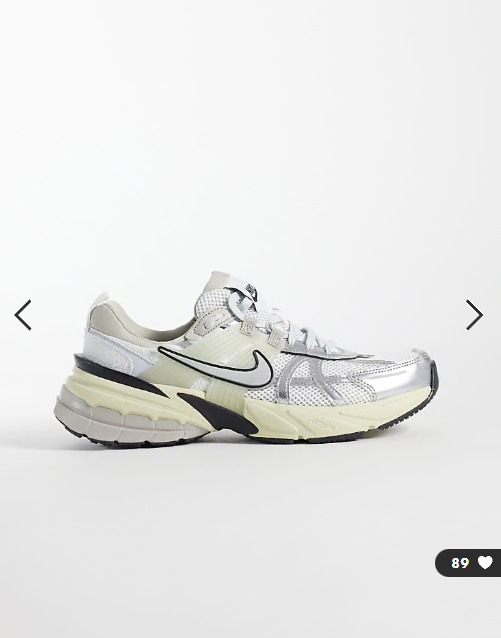 Nike V2K Run trainers in white and silver