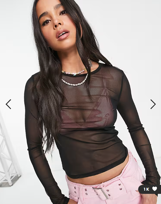 Noisy May mesh top in black