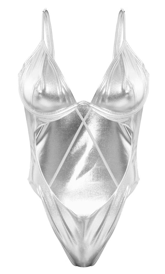 Silver Metallic Fuller Bust Underwired Swimsuit