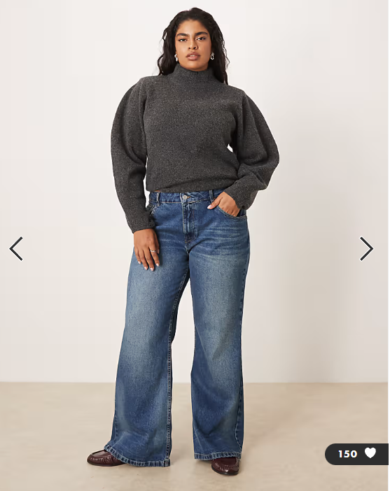 ASOS DESIGN Curve relaxed flare jean in dark midwash