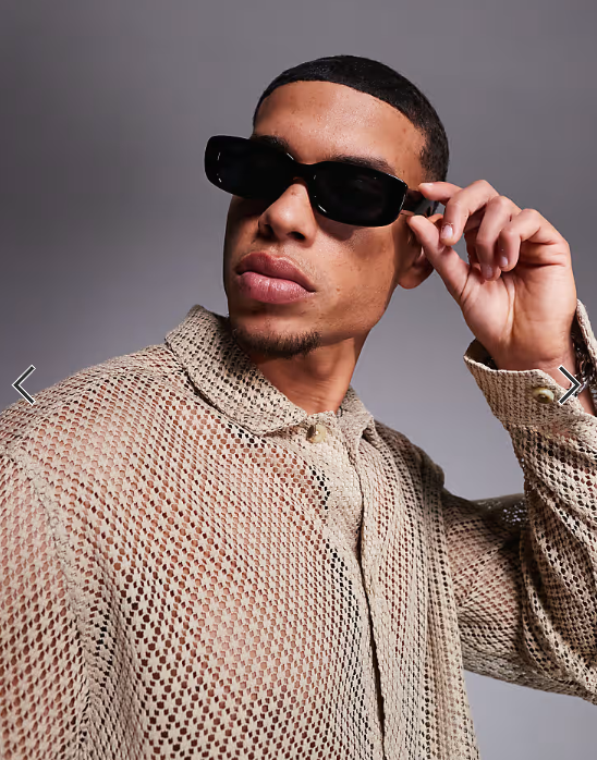 ASOS DESIGN chunky rectangle sunglasses in black