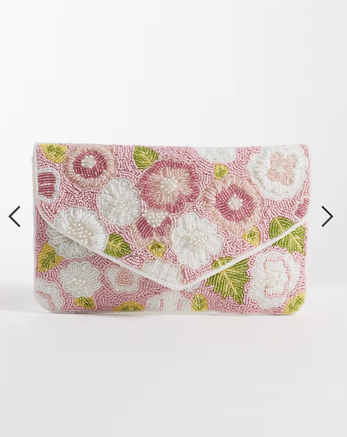 True Decadence floral embellished envelope clutch bag in pink