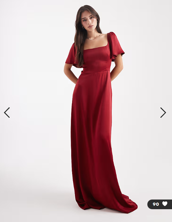 Maids to Measure Bridesmaid square neck flutter sleeve maxi dress in burgundy