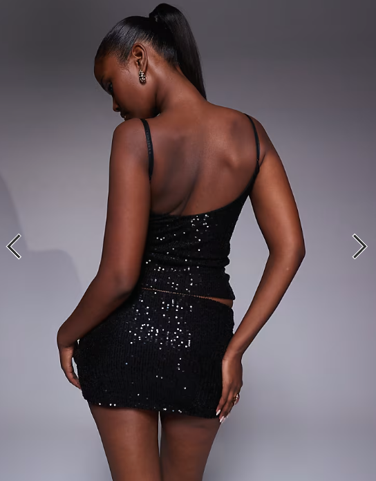 Fashionkilla exclusive sequin micro mini skirt co-ord in black