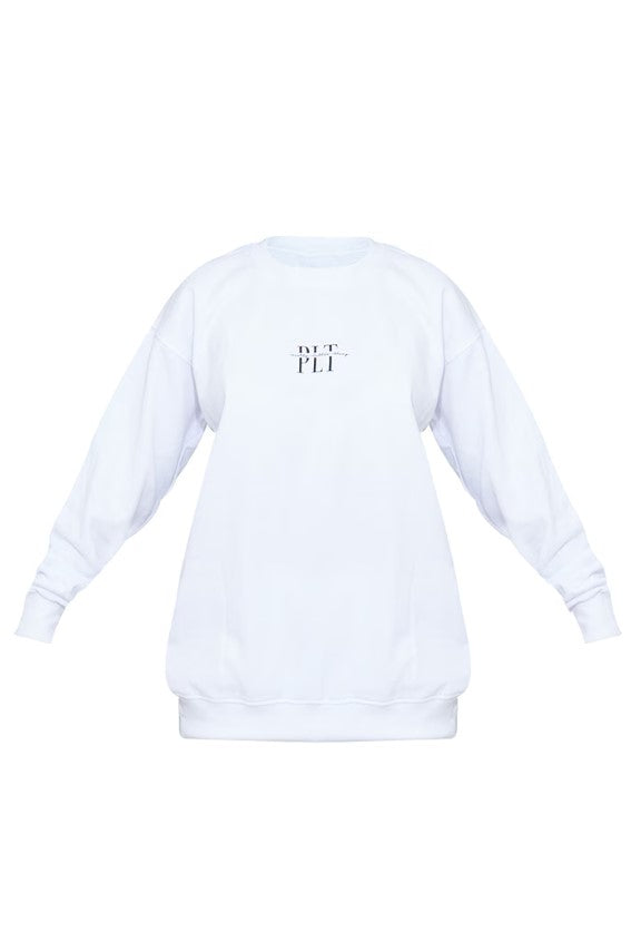 White Slogan Print Sweatshirt