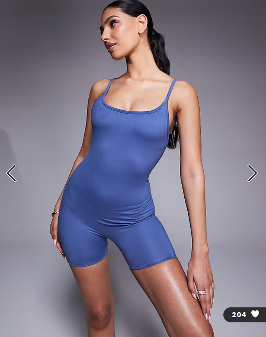 4505 soft touch strappy romper with inner bra in china blue