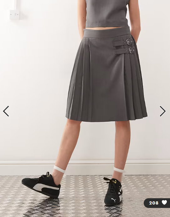 COLLUSION tailored midi kilt co-ord in grey
