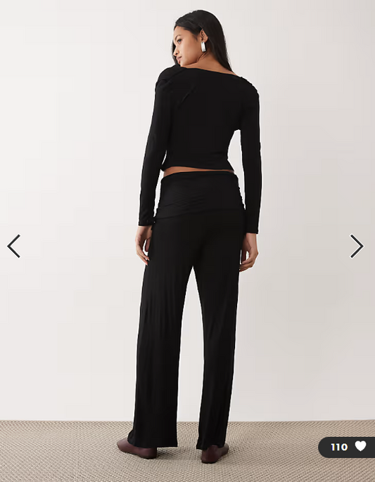 ASOS DESIGN fold back ruched co-ord trousers in black