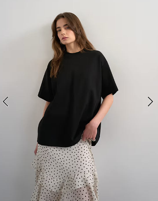 Topshop premium interlock oversized tee in black