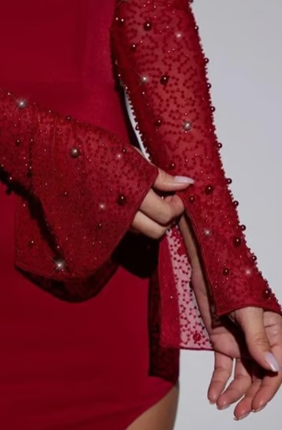 OhPolly- Embellished Side Split Maxi Dress